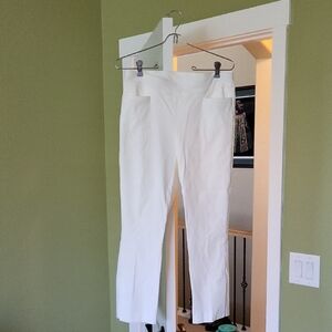 Chico's White Straight Leg Pants with Textured Fabric